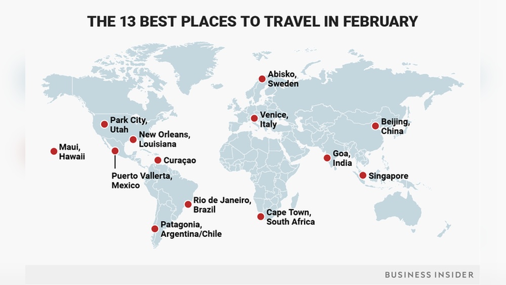 Best Places to Travel to in February
